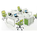 Hot sale office four seats stuff desk furniture pearl white + parrot green,Office desks furniture design (JO-5003B)